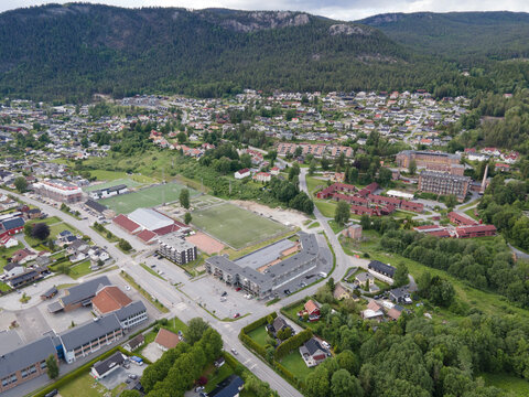 Solbergelva, Drammen, Buskerud, Norway, Drone shot