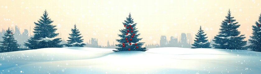 Fototapeta premium Winter landscape with snow-covered trees and a serene, peaceful atmosphere.