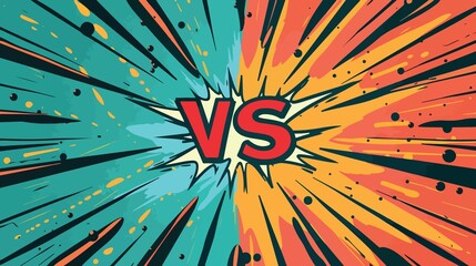 Versus Sign Comics Style Vector Illustration
