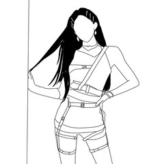 Female idol outfit sketch.
