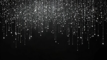White rain of particles on a black background
