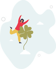 Luck for success, blessing for work opportunity, fortune or chance, good luck or happiness concept.flat characters.