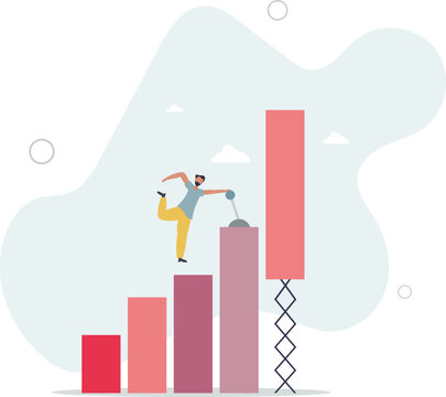 Growing business graph, increase sale or investment growth, profit rising up or revenue growing, development or improvement concept.flat characters.
