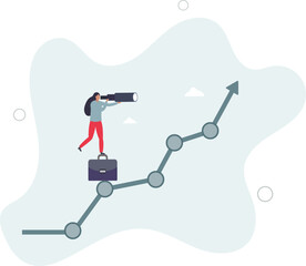 Investment upside potential, economy prediction or forecast, vision or analyze future,flat characters.