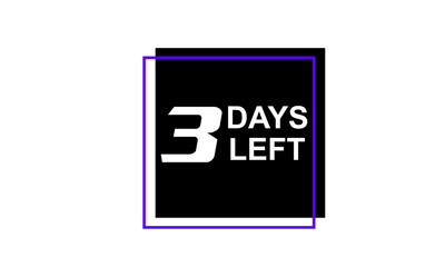 3 Days left countdown button calendar time day counting new year time left neon purple color vector  