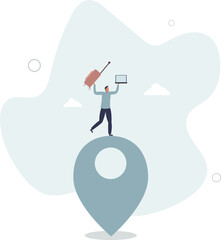 Digital nomad, freedom to work anywhere by using computer with internet, work and travel freelancer, remote job concept,flat characters.