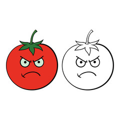 angry tomato vector illustration 