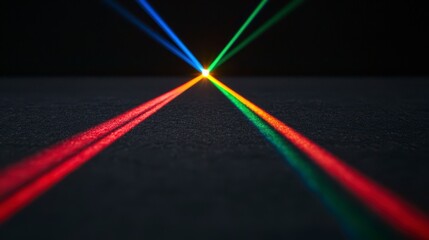 Colorful Laser Beams Projected on Dark Surface Creating Striking Visual Effects in a Creative Light Art Display