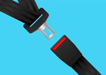 Safety Seat Belt. Car or Airplane Seat Belt. Fasten Your Seat Belt. Safety First.  Vector Illustration. 