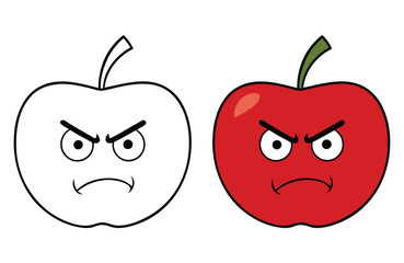 Angry Red Apple cartoon vector 