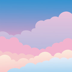 Morning Sky with Blue and Pink pastel with fluffy cloud