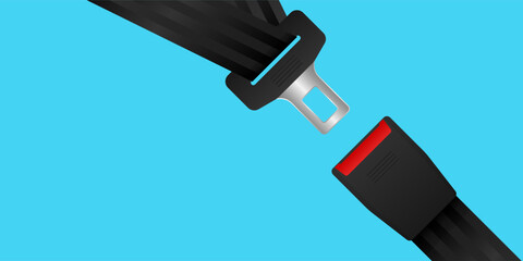 Safety Seat Belt. Car or Airplane Seat Belt. Fasten Your Seat Belt. Safety First.  Vector Illustration. 