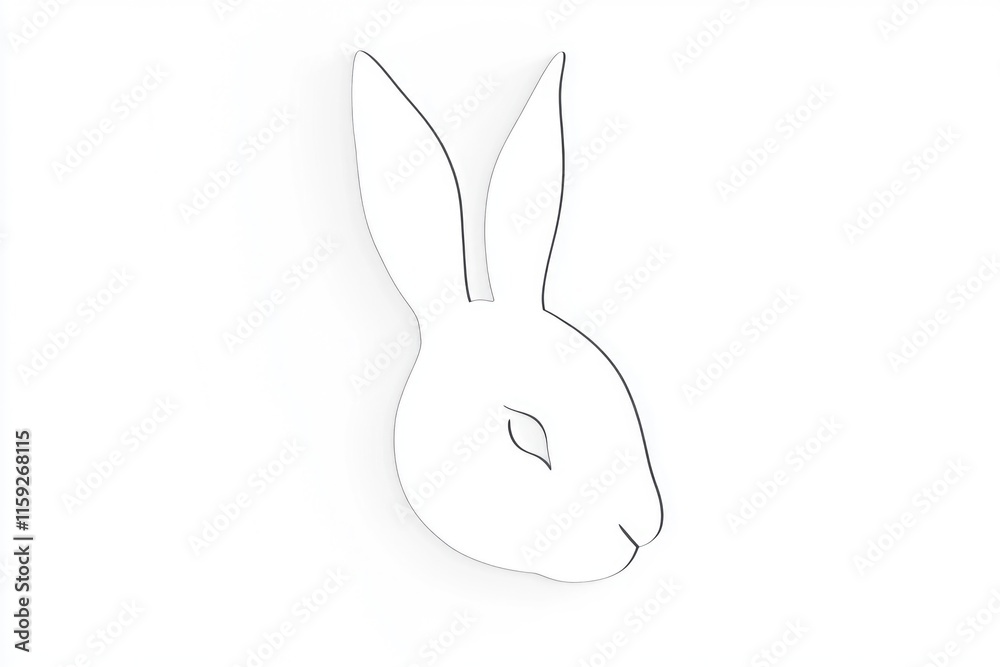 Poster a close-up of a rabbit's head on a white background, perfect for using as a symbol or icon