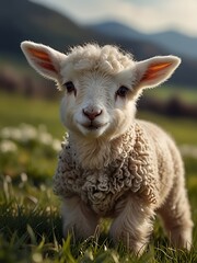 Obraz premium a baby lamb standing in grass