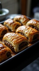 Golden Brown Sausage Rolls Baking Tray