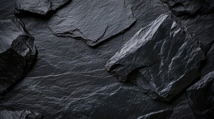 Black slate background with a dark gray rock texture for design and text.