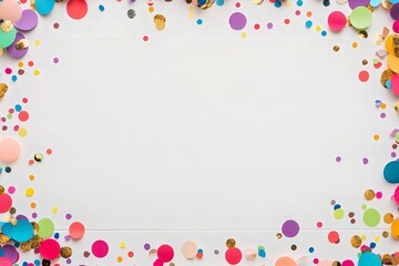 Colorful Confetti Border Frame Repeat Pattern for Birthday Party or Event