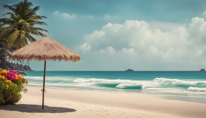 beach with umbrellas