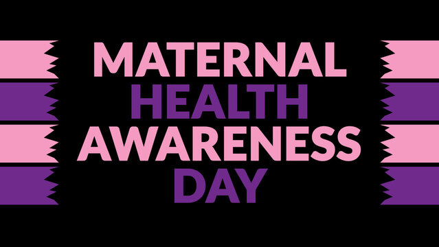 Maternal Health Awareness Day text with side lines on a black background. Which is observed every year in January to celebrate Maternal Health Awareness Day.