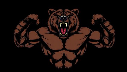 Mighty Grizzly: A Muscular Bear Illustration