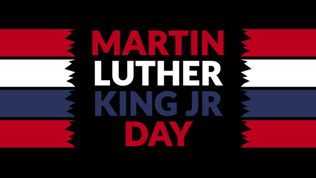 Martin Luther King, Jr. Day text with side lines on a black background. Which is observed every year in January to celebrate Martin Luther King Jr Day.