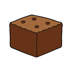 A yummy brownie, chocolate cake isolated on white