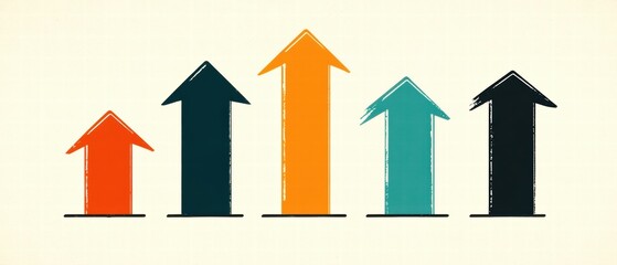 Colorful arrow shapes indicating growth and progress on a light background.