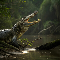 Fototapeta premium alligator on river