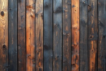 Fototapeta premium A close up shot of a wooden fence with a fire hydrant in focus