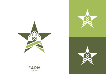 farm with star logo. creative agriculture symbol vector design © nubikor
