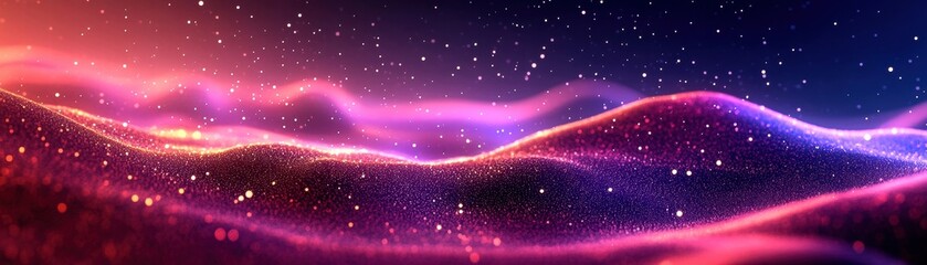 Fototapeta premium Abstract landscape with vibrant colors and soft glowing waves, dreamy and surreal.