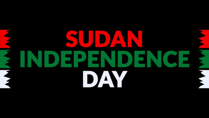 Sudan Independence Day text with side lines on a black background. Which is observed every year in January to celebrate Sudan Independence Day