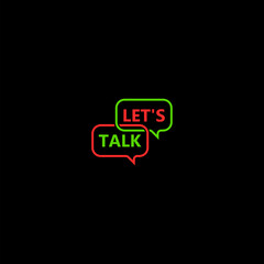 Let's Talk typographic icon isolated on dark background