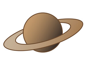 Saturn and its rings - one of the planets of the solar system - vector full color illustration. Outline. Saturn is a gas giant - a planet with rings.