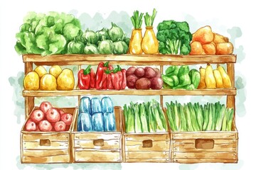 Colorful fruits and vegetables on display at a market stand