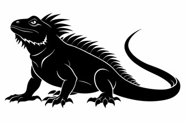 silhouette of a iguana.  Iguana silhouette vector illustration Iguana silhouette vector Iguana silhouette drawing. American  iguana silhouette icon vector illustration
