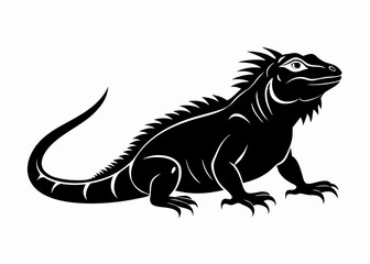 silhouette of a iguana.  Iguana silhouette vector illustration Iguana silhouette vector Iguana silhouette drawing. American  iguana silhouette icon vector illustration
