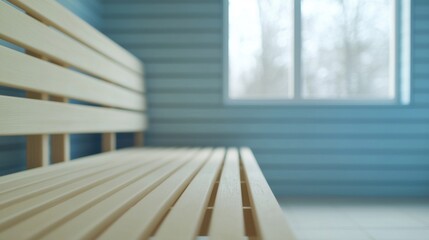 Fototapeta premium Elegant scandinavian style empty wooden benches in modern space