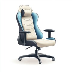 Stylish ergonomic office chair with a blue and cream design, perfect for workspaces.