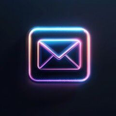 Illuminated neon email icon with vibrant colors and a modern design, perfect for digital communication themes.