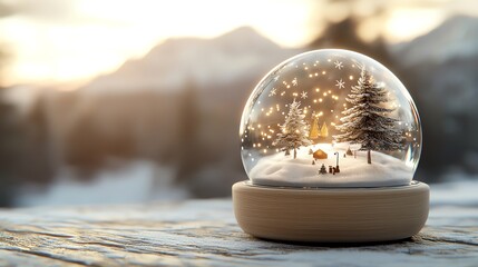 Stylized snow globe designs featuring glowing LimitedTime Discounts, Christmas Offers, unique nostalgic touch