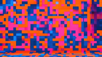 Bright abstract background with vibrant colors and geometric shapes, ideal for digital art, technology themes, or creative designs