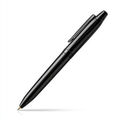 A sleek black ballpoint pen, designed for elegance and functionality against a clean white background.