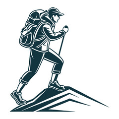 Obraz premium hiker silhouette on mount