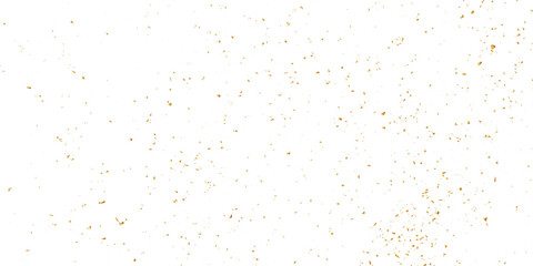 Abstract doted and confetti golden glitter and dust particles splatter on transparent background. Dust golden grunge background. Vector illustration.