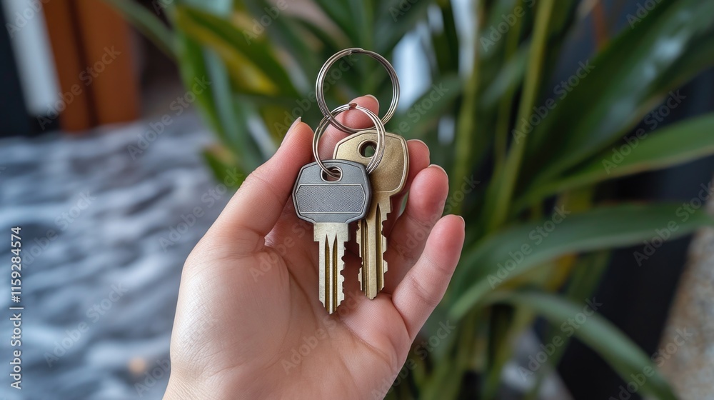 Poster A person holding a bunch of keys, suitable for various contexts where keys play a role