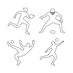 Set of football vector line art design
