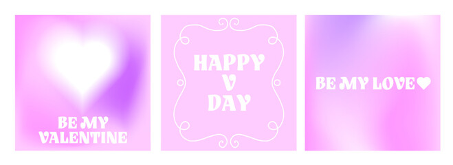 Pink square cards for Valentine's Day. Delicate soft shades. Greetings for social networks or printing. Vector graphics.