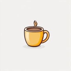 A vibrant yellow coffee mug with steam rising, symbolizing warmth and comfort.