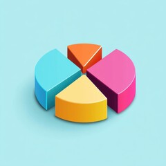 Obraz premium Colorful 3D pie chart in vibrant hues, depicting data representation and analytics.